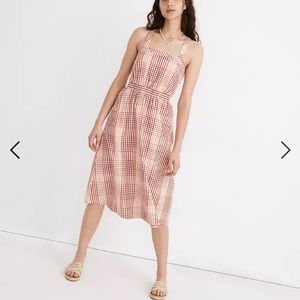 Cutout-Back Midi Dress in Gingham Plaid